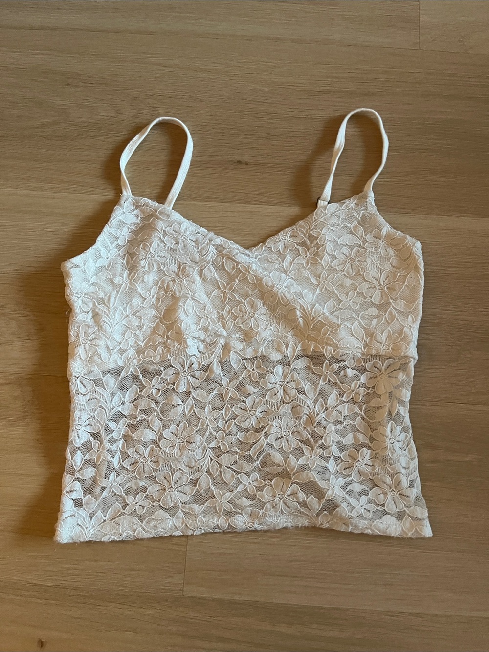 Lace Floral Camisole Tank Top - White